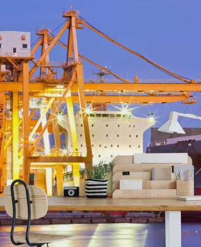 Ship and Crane Wallpaper
