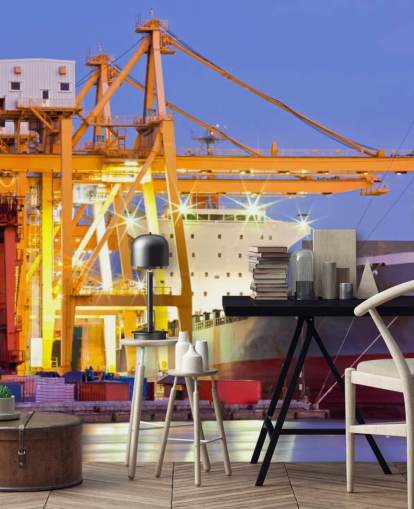 Papel pintado de barcos y grúas Papel pintado de barcos y grúas