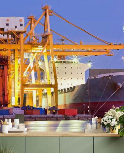 Ship and Crane Wallpaper