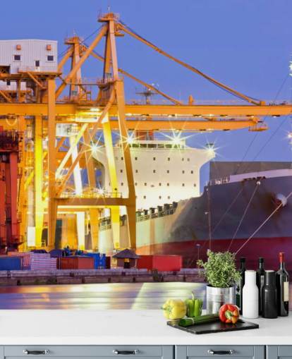 Papel de parede de navio e guindaste