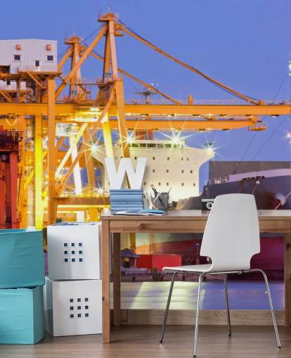 Ship and Crane Wallpaper