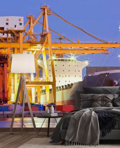 Behang voor schip en kraan Behang voor schip en kraan