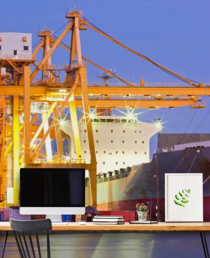 Behang voor schip en kraan