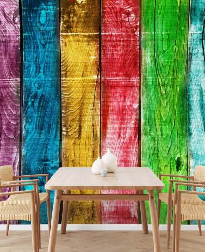 Papel pintado con paneles de madera de colores Papel pintado con paneles de madera de colores