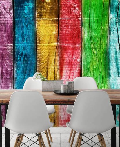 Rainbow Coloured Wood Panels Wallpaper Rainbow Coloured Wood Panels Wallpaper
