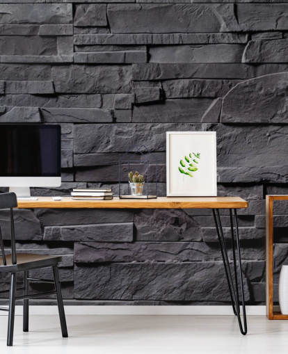 harmaa tiili tapetti seinämaalaus nimeltä Stone Wall - Charcoal Grey makuuhuoneisiin, keittiöihin ja kylpyhuoneisiin harmaa tiili tapetti seinämaalaus nimeltä Stone Wall - Charcoal Grey makuuhuoneisiin, keittiöihin ja kylpyhuoneisiin