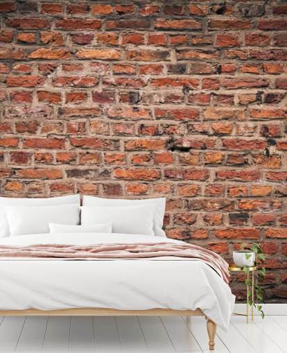 rode aanpasbare baksteenbehangmuurschildering genaamd Brick Wall voor slaapkamers