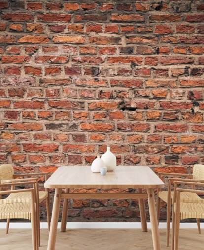 rotes personalisierbares Ziegeltapeten-Wandbild namens Brick Wall für Schlafzimmer