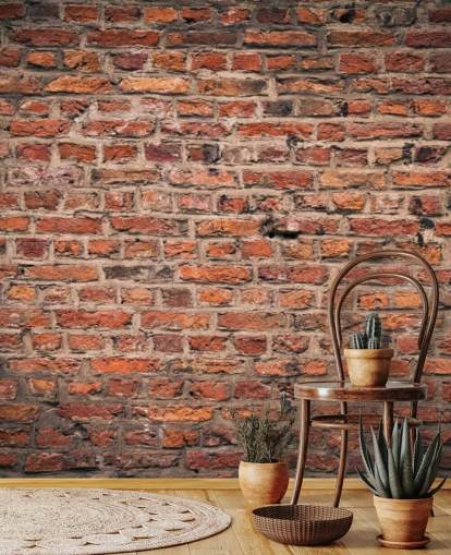 rotes personalisierbares Ziegeltapeten-Wandbild namens Brick Wall für Schlafzimmer