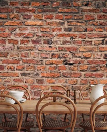 rød tilpasselig mursten tapet vægmaleri kaldet Brick Wall til soveværelser