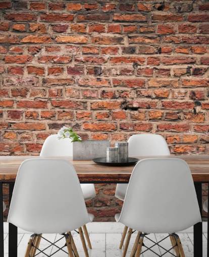 mural de papel de parede de tijolo personalizável vermelho chamado Brick Wall para quartos