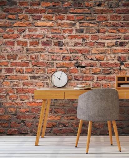 röd anpassningsbar tegel tapet väggmålning kallad Brick Wall för sovrum