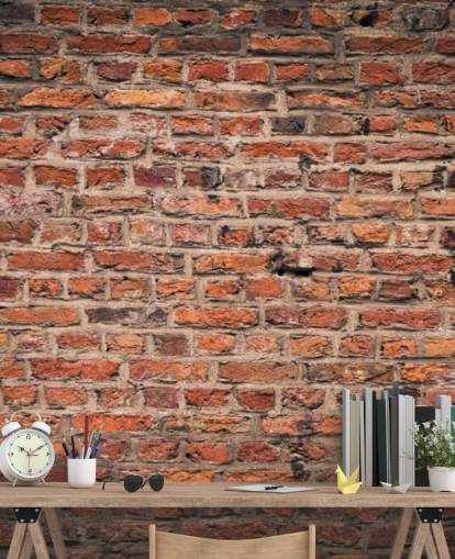 rotes personalisierbares Ziegeltapeten-Wandbild namens Brick Wall für Schlafzimmer
