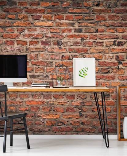 red customizable brick wallpaper mural called Brick Wall for bedrooms