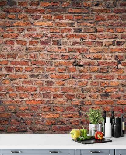 rode aanpasbare baksteenbehangmuurschildering genaamd Brick Wall voor slaapkamers rode aanpasbare baksteenbehangmuurschildering genaamd Brick Wall voor slaapkamers