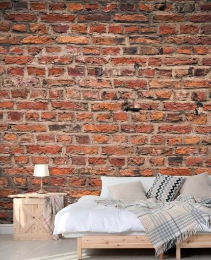 rode aanpasbare baksteenbehangmuurschildering genaamd Brick Wall voor slaapkamers