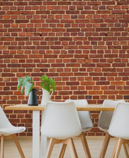 Gammel rød murvegg tapet