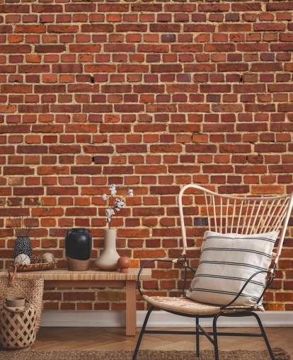Papel pintado de pared de ladrillo rojo viejo