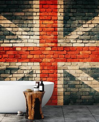 papier peint mural avec drapeau personnalisable Union Jack appelé Union Jack on Old Brick pour chambres