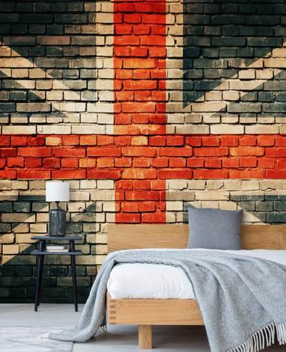 papier peint mural avec drapeau personnalisable Union Jack appelé Union Jack on Old Brick pour chambres
