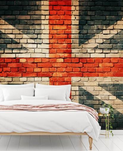 mural de papel de parede com bandeira personalizável union jack chamado Union Jack on Old Brick para quartos