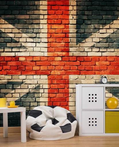 union jack tilpassbart flaggtapet veggmaleri kalt Union Jack on Old Brick for soverom