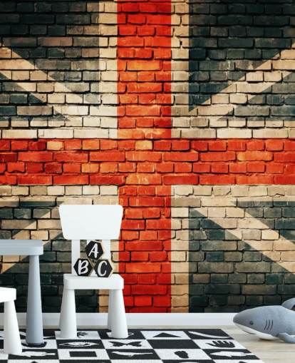 union jack tilpassbart flaggtapet veggmaleri kalt Union Jack on Old Brick for soverom