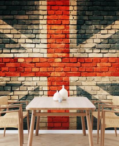 union jack tilpasselig flag tapetmaleri kaldet Union Jack on Old Brick til soveværelser