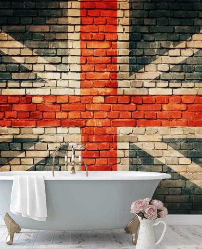 union jack tilpassbart flaggtapet veggmaleri kalt Union Jack on Old Brick for soverom