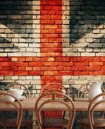 union jack aanpasbare vlag behangmuurschildering genaamd Union Jack on Old Brick voor slaapkamers