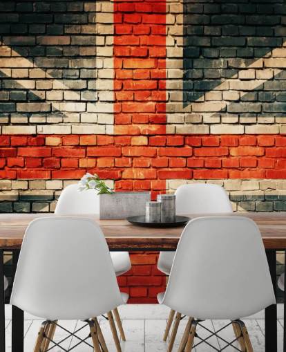 union jack mukautettava lipputaustakuva seinämaalaus nimeltä Union Jack on Old Brick makuuhuoneisiin