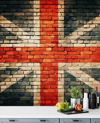 union jack customizable flag wallpaper mural called Union Jack on Old Brick for bedrooms