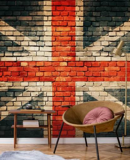 papier peint mural avec drapeau personnalisable Union Jack appelé Union Jack on Old Brick pour chambres