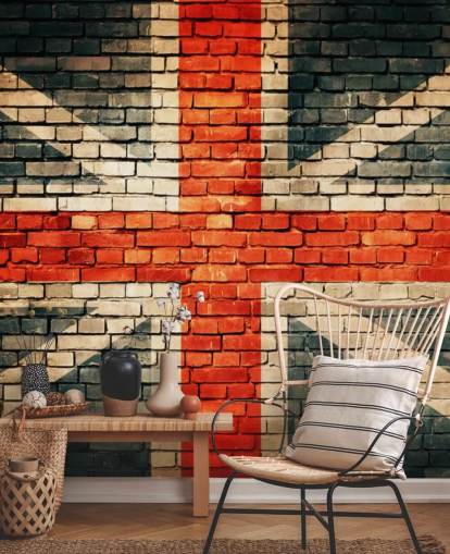 union jack customisable flag wallpaper mural called Union Jack on Old Brick for bedrooms