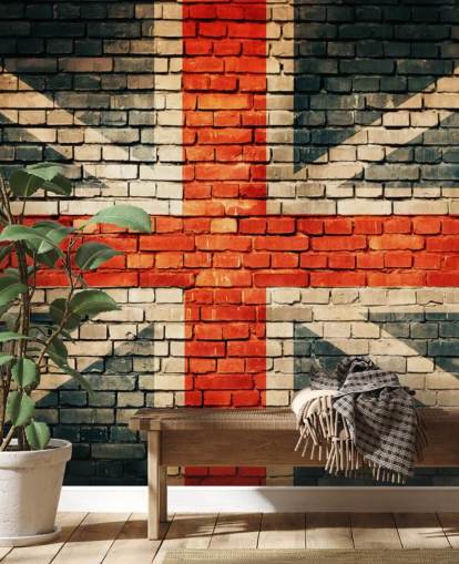 union jack customisable flag wallpaper mural called Union Jack on Old Brick for bedrooms