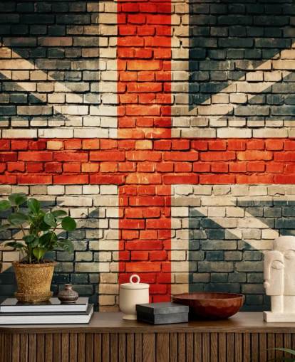 union jack aanpasbare vlag behangmuurschildering genaamd Union Jack on Old Brick voor slaapkamers union jack aanpasbare vlag behangmuurschildering genaamd Union Jack on Old Brick voor slaapkamers
