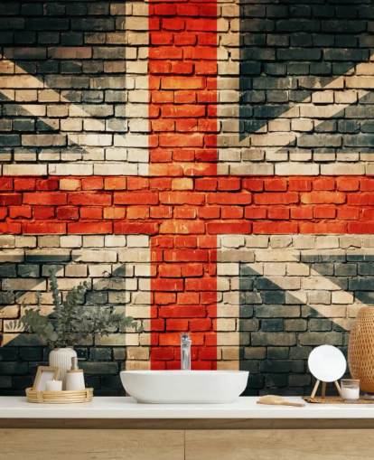 union jack customizable flag wallpaper mural called Union Jack on Old Brick for bedrooms