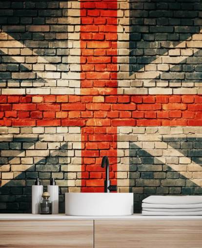 union jack tilpassbart flaggtapet veggmaleri kalt Union Jack on Old Brick for soverom