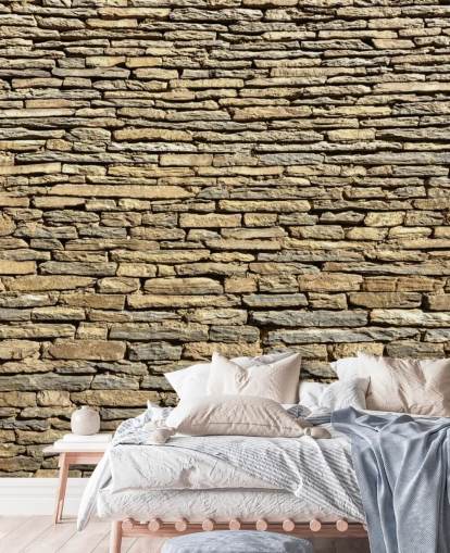 Papel pintado de ladrillos de piedra natural