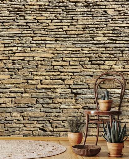 Papel pintado de ladrillos de piedra natural