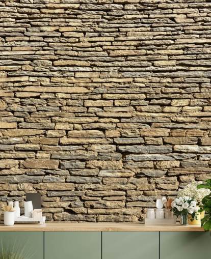 Papel pintado de ladrillos de piedra natural