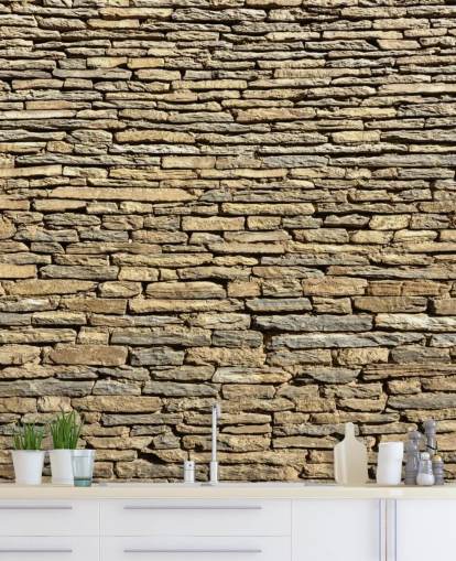 Papel pintado de ladrillos de piedra natural