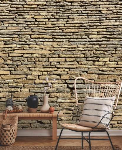Papel pintado de ladrillos de piedra natural