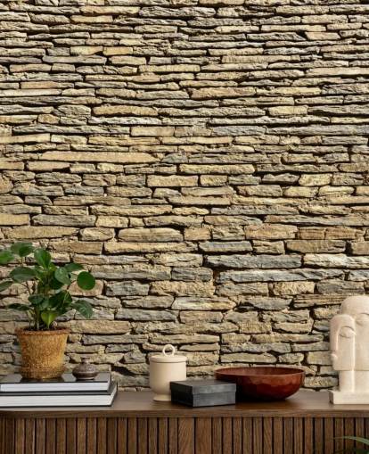 Papier peint en briques de pierre naturelle