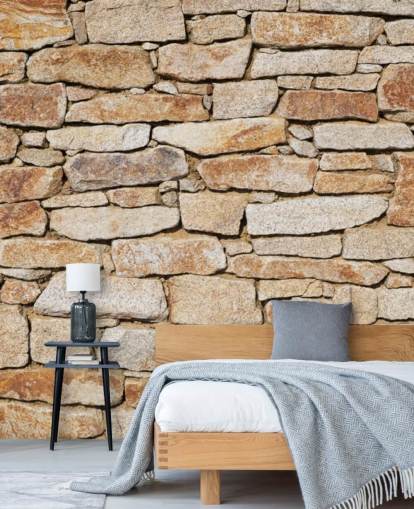 lichtbruine stenen behangmuurschildering genaamd Natural Stone voor woonkamers en kelders
