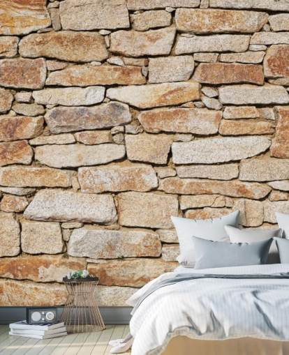 lysebrun sten tapet vægmaleri kaldet Natural Stone til stuer og kældre
