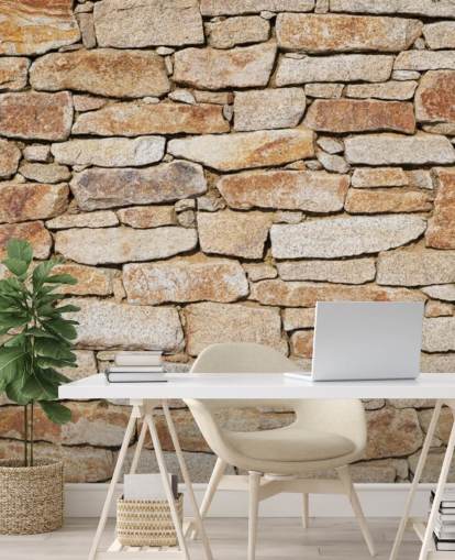 ljusbrun sten tapetväggmålning kallad Natural Stone för vardagsrum och källare