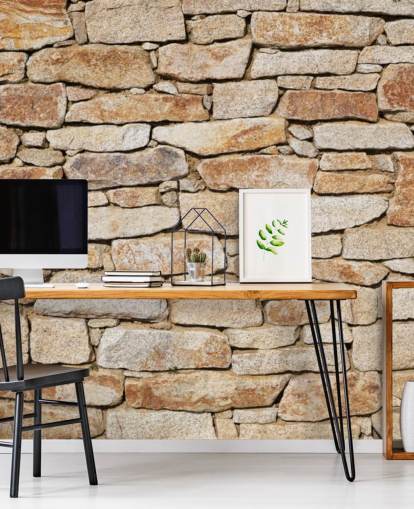 ljusbrun sten tapetväggmålning kallad Natural Stone för vardagsrum och källare