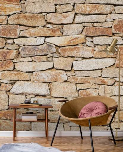 ljusbrun sten tapetväggmålning kallad Natural Stone för vardagsrum och källare ljusbrun sten tapetväggmålning kallad Natural Stone för vardagsrum och källare