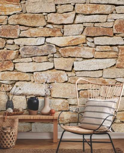 lichtbruine stenen behangmuurschildering genaamd Natural Stone voor woonkamers en kelders lichtbruine stenen behangmuurschildering genaamd Natural Stone voor woonkamers en kelders